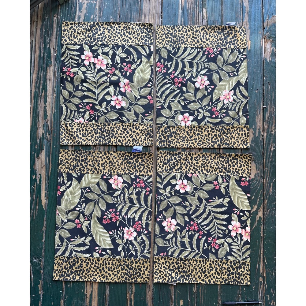 Y2K Charter Club 4 Floral Leopard Print Cotton Placemats Tropical Reversible